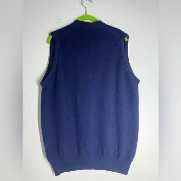 Glenmuir Pure Wool Vintage Blue Men’s Vest Button Down Size M Embroidered Logo - Picture 3 of 11